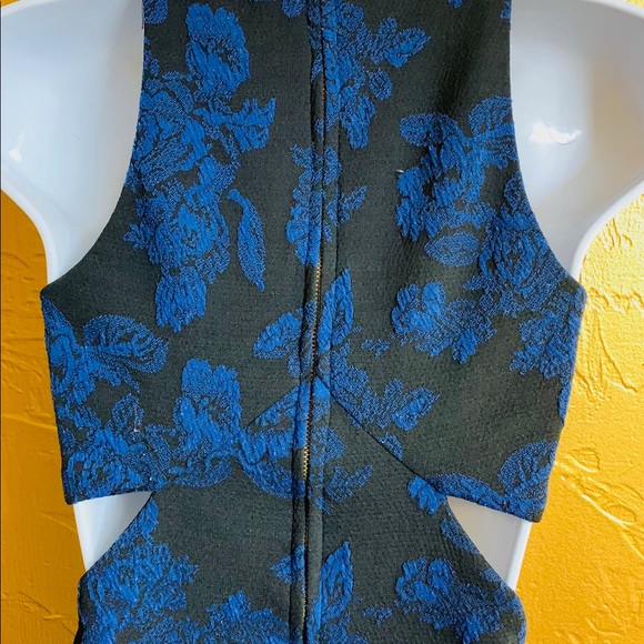 Vintage Blue/Black Cut Out Skater Dress - Picture 4 of 7